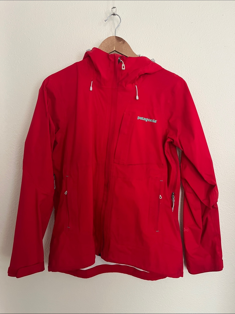 Patagonia Women's Bright Red Hooded Rain Jacket